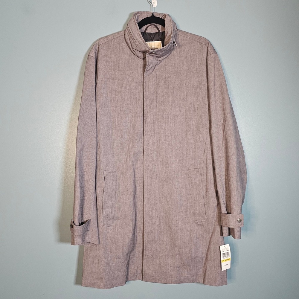 Michael Kors Mens LT Heather Grey Full Zip Water Resistant Trench Coat M 38R-40R